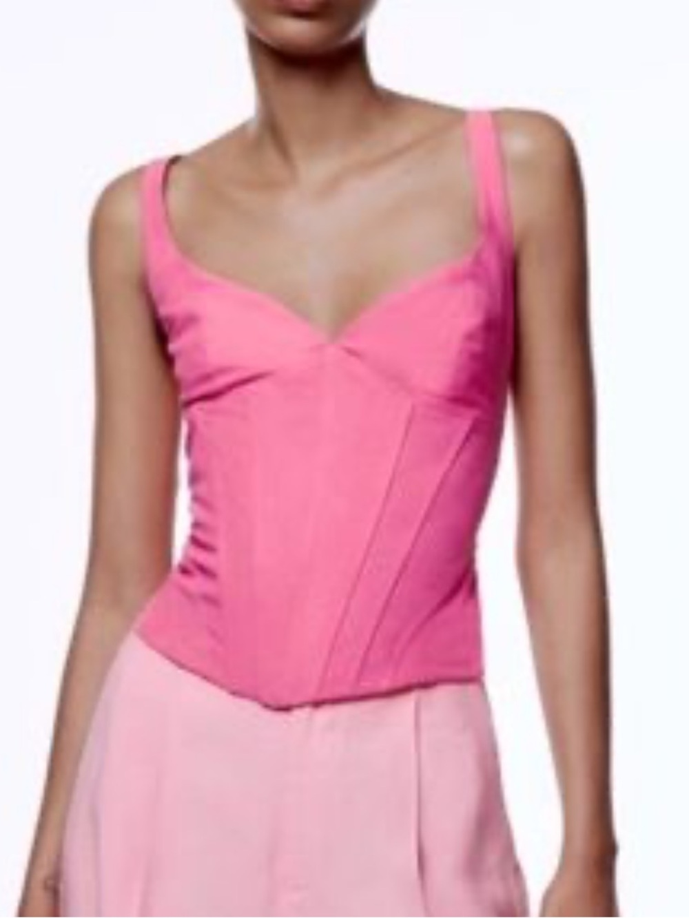 Zara Hot Pink Structured Bustier Tank Top